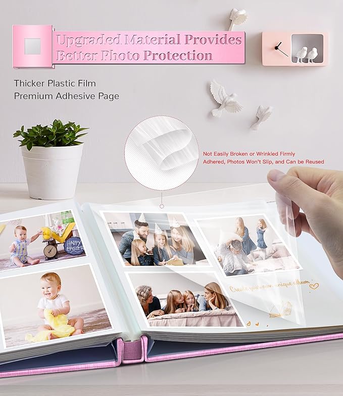 Artfeel Photo Album Self Adhesive Scrapbook Album for 3x5 4x6 5x7 8x10 Pictures,40 Pages Linen Cover with Display Window DIY Photo Book,Ideal Gifts for Family Travel Wedding Baby - Image 3