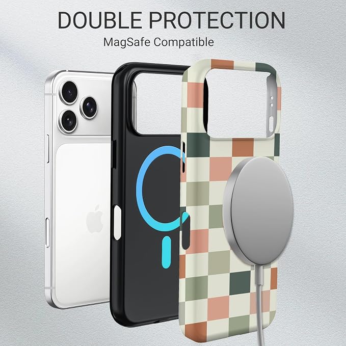 TPU Phone Case for iPhone 17 Pro Max, MagSafe Wireless Charging Compatible, Shockproof Slim Fit Protective Cover with Anti-Yellowing & Raised Camera Protection (Grid 6, iPhone 17 Pro Max(6.9")) - Image 6