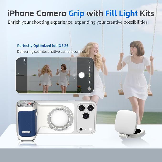 COMITOK MOCA iPhone 17 Pro Camera Grip No Need App for iOS26, Compatible iOS17 and iOS18, Fun Shot Magnetic Grip for Phone Native Camera with Anti-Drop Detachable Remote and Convenient Keychain Hook - Image 2