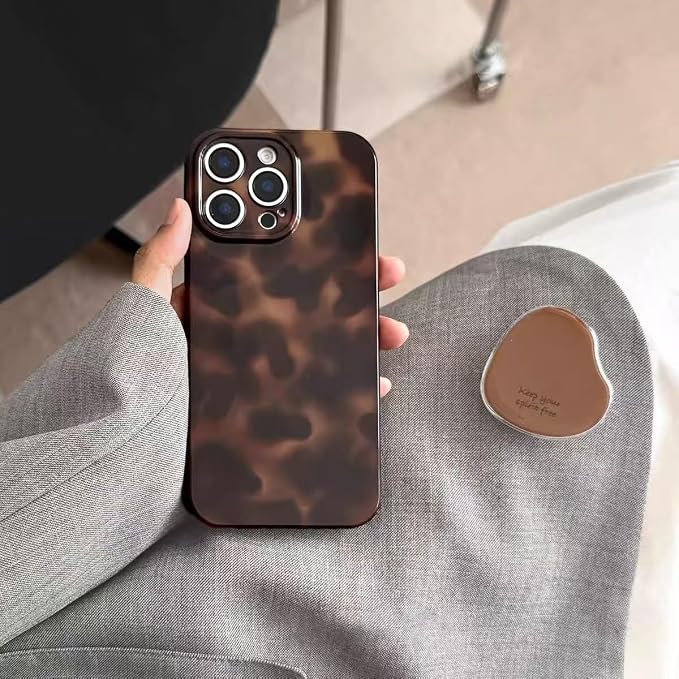 Cute Phone Case for iPhone 16 Pro Max Case Cheetah Leopard Print | Amber Tortoiseshell Pattern,Full Camera Protective,Slim Shockproof TPU,Aesthetic Girly Glossy Cover for Women Men-Brown - Image 2