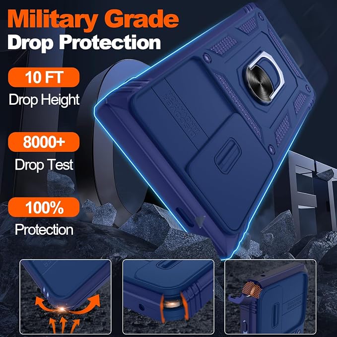 Gritup for Galaxy S24 Ultra Case: Samsung S24 Ultra Case with Screen Protector*2 | Magnetic Stand & Slide Camera Cover | Shock Proof Military-Grade para S 24 Ultra Cover -Blue - Image 3