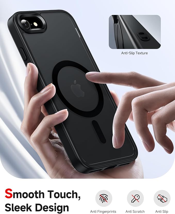 LeYi for iPhone SE 2022/2020 Case: iPhone-8/ iPhone 7 Phone Case, Compatible with Magsafe SE3 3rd Generation SE2 2nd Gen Matte Slim Protective with 2 Screen Protectors + 2 Camera Covers, Black - Image 3