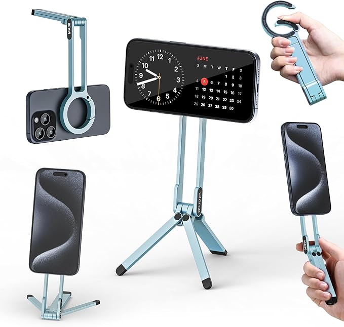 ULANZI MA30 Magnetic Phone Tripod Stand for iPhone, Aluminium Maglock Smartphone Mini Tripod Pocket Cell Phone Stand Strong Magnet Compatible with iPhone 17 16 15 14 13 12 Series, Mint Green by ulanzi
