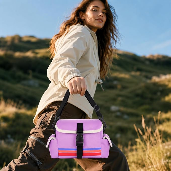 Camera Case Compatible with Polaroid Now, Now+ & OneStep+, Crossbody Bag | Custom-Fit Camera Case for Polaroid Now 2nd/3rd Gen, With A Shoulder Strap And Organized Accessory Storage - Purple - Image 8