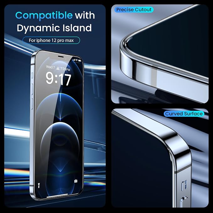 Fotbor [3+3 Pack for iPhone 12 Pro Max Screen Protector with Camera Lens Protector, Tempered Glass Shatterproof Easy Installation Frame, HD Clear Full Coverage iPhone 12 Pro Max Accessories 6.7 Inch - Image 9