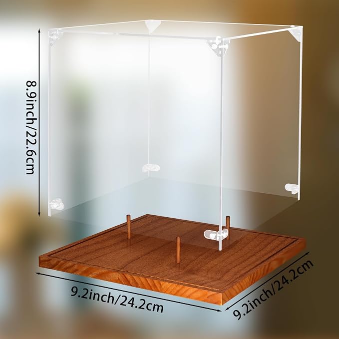 Clear Acrylic Soccer Display Case with Wood Base & Tee, Memorabilia Stand Cube Holder, Dust Protection Transparent Storage Box for Single Ball Souvenir Soccer Ball Collections - Image 2