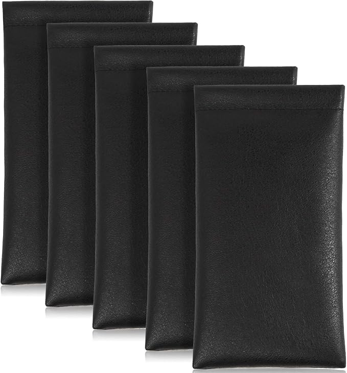 TRIUMPH VISION Eyeglass Case Glasses Case Soft Sunglass Pouch Sleeve 3 Pack | Slim Lightweight Alternative to Bulky Case, Leather Lined Protect Lens, Squeeze Easy to Use, Stylish Portable for Daily Use by TRIUMPHVISION