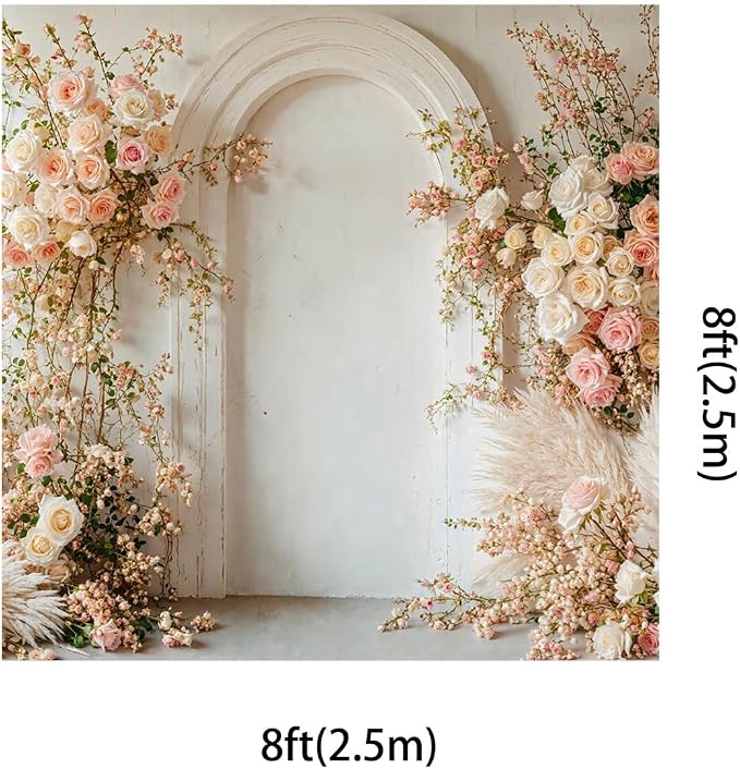 Kate 8x8ft Spring Pink Flowers Backdrops for Photography Vintage | White Wall Background Children Birthday Party Decoration Backdrop - Image 2