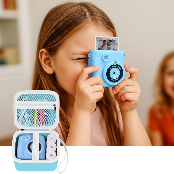 PAIYULE Kids Instant Print Camera Case for ESOXOFFORE for Dylanto | Hard Shell,Mesh Pocket,Wrist Strap,for Gofunly,for GREENKINDER,for DUDUDRAGON,for Zostuic,for Careenoah (Box Only)SkyBlue - Image 7