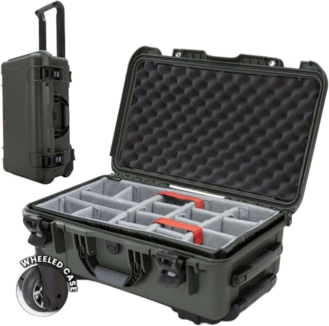NANUK 935 Hard Case for Camera & Lenses with Padded Divider – Waterproof Equipment Case with Wheels, 22” x 14” x 9” – Dustproof, Impact Resistant, Carry-On Approved for Most Airlines – Olive | 22' x 14' x 9' - Dustproof, Padded Divider - Waterproof Equ... by NANUK