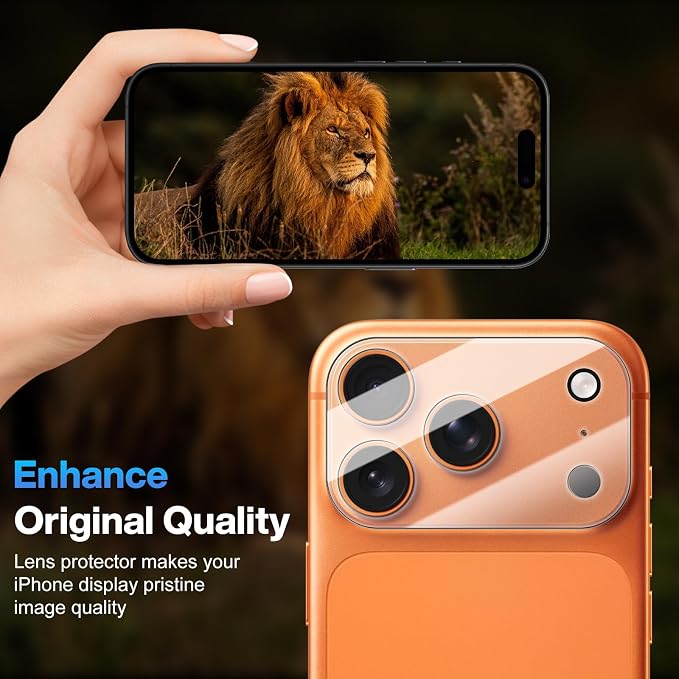 Camera Lens Protector (2 Pack) Compatible with iPhone 17 Pro Max 6.9" Camera Lens Cover Protection, 9H Tempered Glass, Ultra Clear Anti-Scratch [Does Not Affect Night Shots] - Image 4