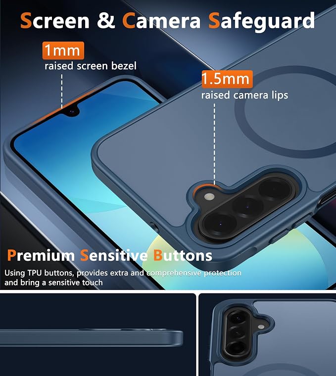 FNTCASE for Galaxy A26 5G Phone Case, Fit for Magsafe, Screen Protector | Translucent Matte, 14FT Military Grade Drop Protection, Slim Shockproof Protective, for Samsung A 26 4G Cover, Blue - Image 7