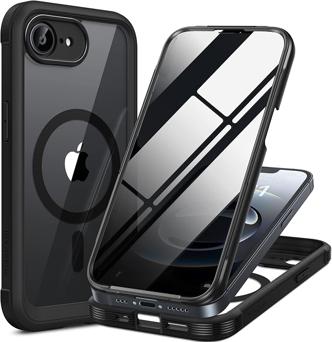 miracase for iPhone 17e & 16e Case with Built-in Private Screen Protector, [Magnetic with MagSafe] Full-Body Phone Cover Military Drop Proof 17 E/ 16 E Bumper 6.1 inch, Black by Miracase