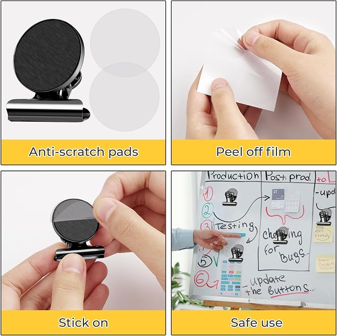 90 Pack Magnetic Clips, Fridge Magnets Refrigerator Magnets, Black Magnet Clips for Whiteboard, Clip Magnets for Photo Displays, Home, Office, Classroom - Image 4