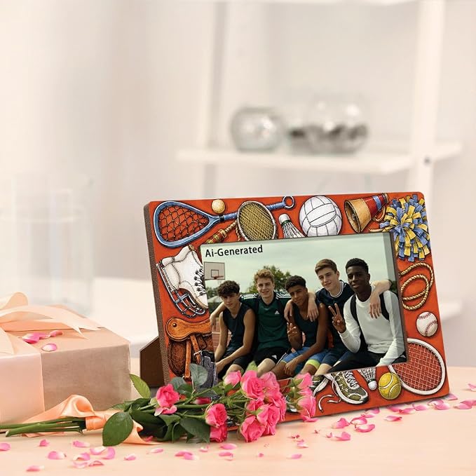 Sports Picture Frame for 4x6 Photo, Multi Sports Photo Frame with Easel Back, Team Memory Desk Shelf Decor, Gift for Athletes Coach Boys Girls Teen Players - Image 4
