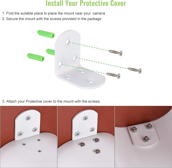 2 Pack Universal Sun Rain Shade Camera Cover Shield,Protective Roof for Outdoor Dome, Bullet Cameras,for Blink,Eufy,Arlo,WyzeCam,Nest,Ring,SimpliSafe,Kasa,Aluminum Alloy Material-White - Image 6