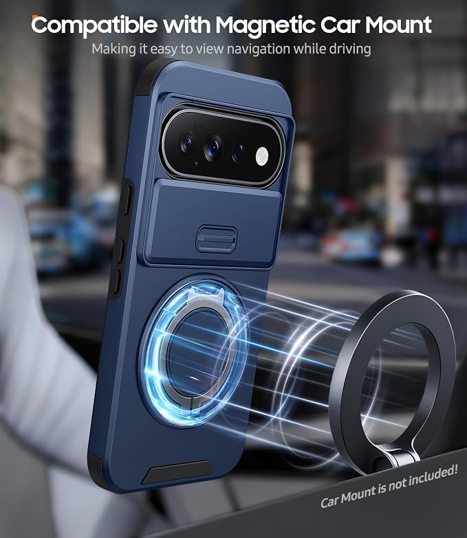 JAME for Google Pixel 10 Pro XL/11 Pro XL Case, Stand & Slide Camera Cover | Ring Holder Kickstand, Screen Protectors, Dual-Layer Shockproof Protective, Magnetic Accessory Friendly Phone Case, Blue - Image 6