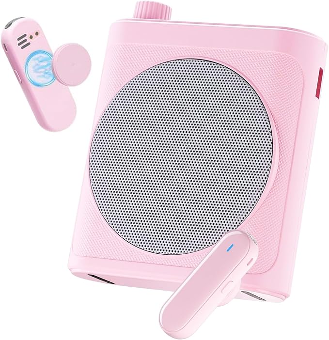 Tearstone Voice Amplifier for Teachers with Bluetooth, Dual Magnetic Mics | Portable Rechargeable Speaker with Clip-On Lapel Microphones for Classroom, Tour Guide, Public Speaking, Training (Pink) by Home