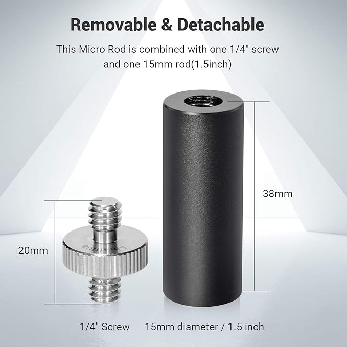 SmallRig Standard 15mm Micro Rod, 1.5'' Long, with 1/4 Male Female Thread | for Clamp Mount - 915 - Image 4