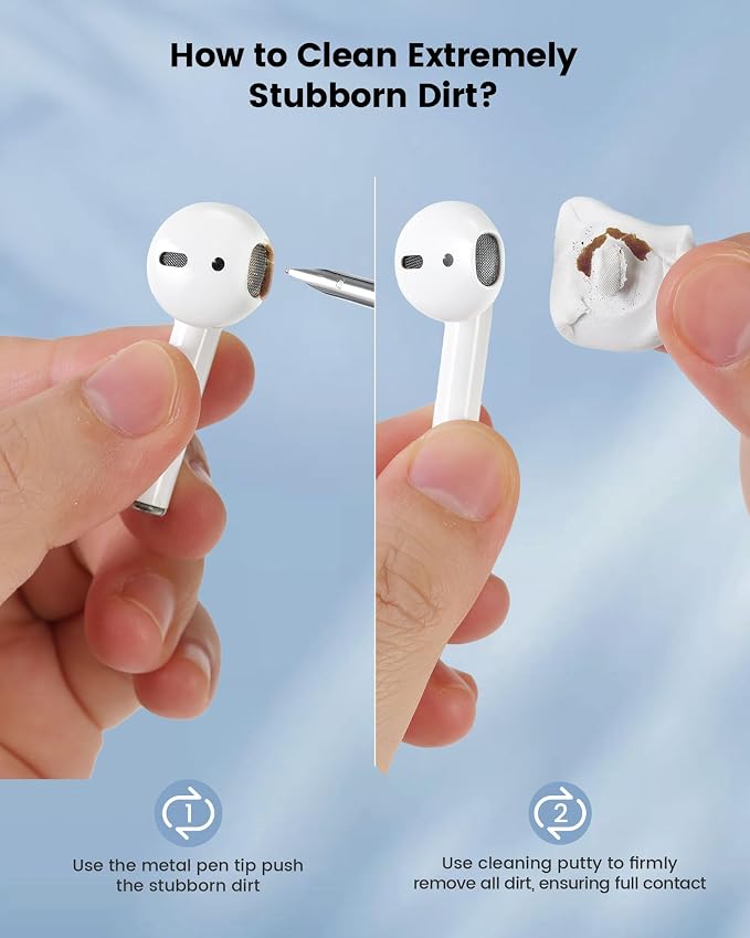 20-in-1 AirPod Cleaning Kit Pro 4 3 2 1 Cleaner Tool for Earbud Phone | Multifunction Deep Cleaning Headphones Keyboard Screen with Soft Brush, Metal Tip, Flocking Sponge, 15ml Spray, Cloth, Putty - Image 3