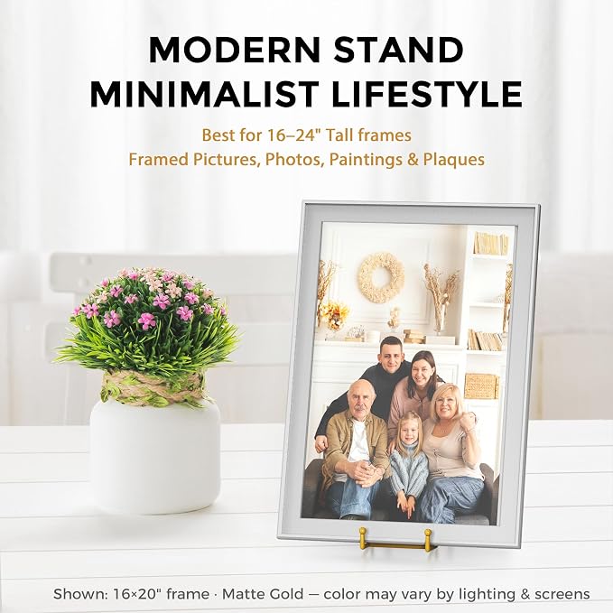 TR-LIFE 12 Inch Large Plate Stands/holder for Display - Metal Picture Frame Holder Stand + Small Easels for Platter, Book, Plaques, Photo, Tabletop Art (Gold 2 Pack) - Image 5