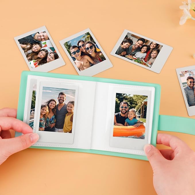 Ruibytree 52 Pockets Small Photo Album 2x3 for Instax Mini, Green, 2 Pack | Pocket-Size, PU Leather Cover, Snap Closure, Acid-Free Pages, Fits Polaroid 2x3 Photos, Kodak Mini Prints & ZINK Photos - Image 6