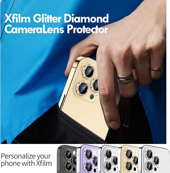 for iPhone 14 Pro/14 Pro Max Camera Lens Protector Glitter, Gold | Individual Metal, 9H Hardness, Scratch Resistant, Shockproof, Drop Protection, Case Friendly, Stylish Accessories - Image 5