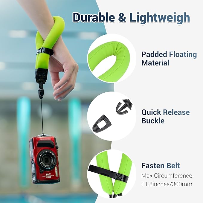 JJC Waterproof Camera Floating Wrist Strap for Olympus TG-7 Kodak WPZ2 | Float Lanyard for Olympus Tough TG7 TG6 Kodak Pixpro WPZ2 Gopro Hero 13 12 Nikon Coolpix W300 Underwater Camera Cell Phone - Image 4