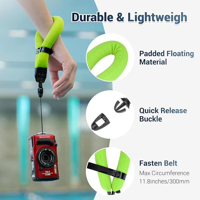 JJC Waterproof Camera Floating Wrist Strap for Olympus TG-7 Kodak WPZ2 | Float Lanyard for Olympus Tough TG7 TG6 Kodak Pixpro WPZ2 Gopro Hero 13 12 Nikon Coolpix W300 Underwater Camera Cell Phone - Image 4
