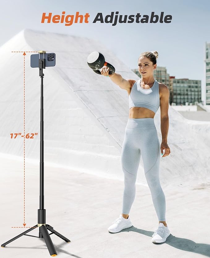 Tripod for iPhone, Selfie Stick with Remote, Stable & Durable Phone Tripod | Portable Travel Cell Phone Stand, Extendable All-in-1 Tripod for Video Recording Compatible with iPhone Android - Image 2