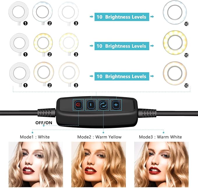 UBeesize 10" Ring Light with Overhead Phone Mount - Image 2