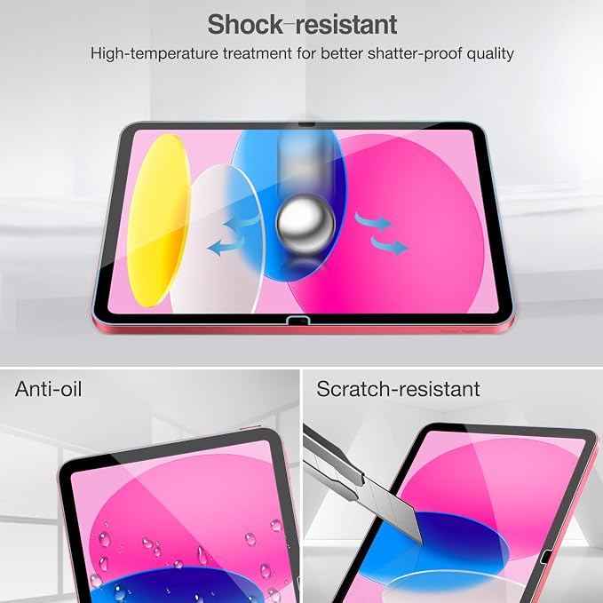 ProCase 2 Pcs Screen Protector for iPad A16 10th with Camera Lens Protector | Tempered Glass for 11" iPad 2025 11th & 10.9 10th Generation -Glitter Pink - Image 6