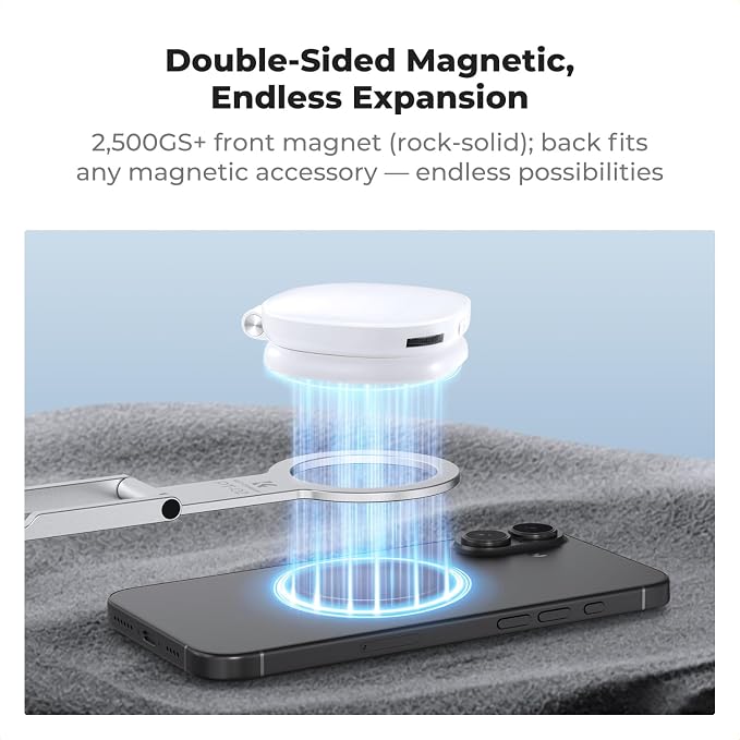 K&F CONCEPT 7mm 59g Magnetic Phone Stand | Dual-Sided Magnets Mini Tripod Pocket Cell Phone Stand with Hook, Compatible with iPhone 17-12 Series Android Phones, PT02 - Image 6