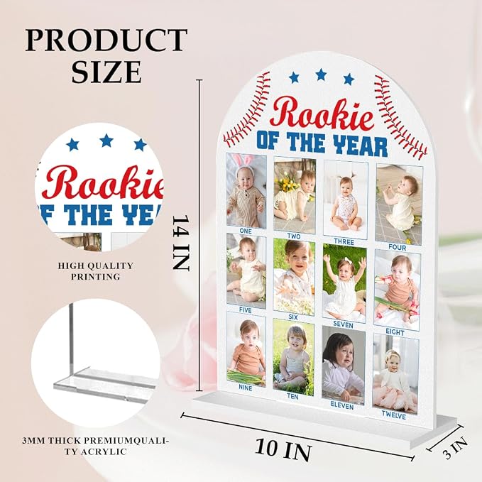 My First Year Photo Board Baby Milestone Signs One Year of Baby Photo Board, Best Babies Keepsake 10x14 Inches Acrylic Sign Decor Fits 2" x 3" Photo A18 - Image 2
