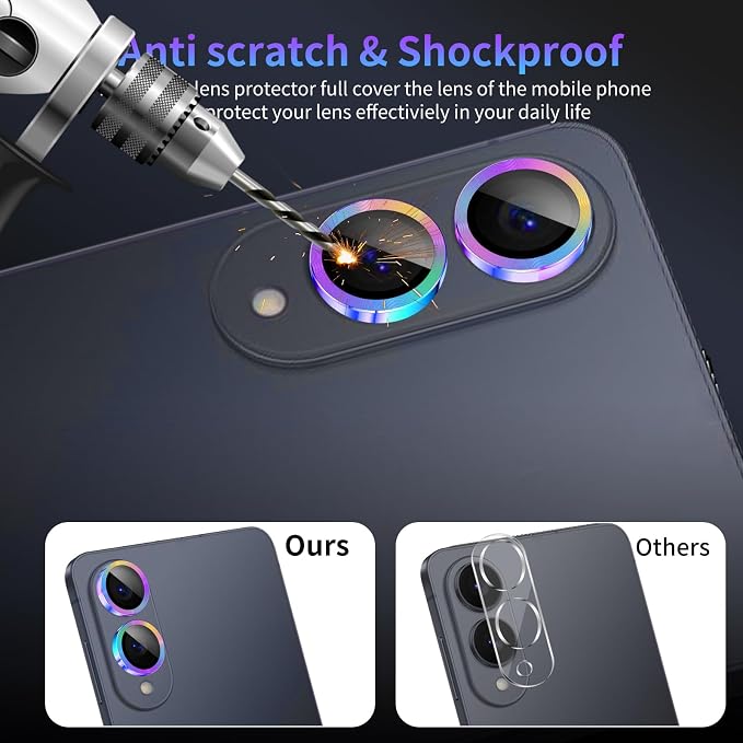 Camera Lens Protector for Samsung Galaxy S25 Edge,1 Pack | Tempered Metal Glass Camera Cover, HD Clear Anti-Scratch Lens Screen Protector Film,Case Friendly,Colorful Titanium - Image 4