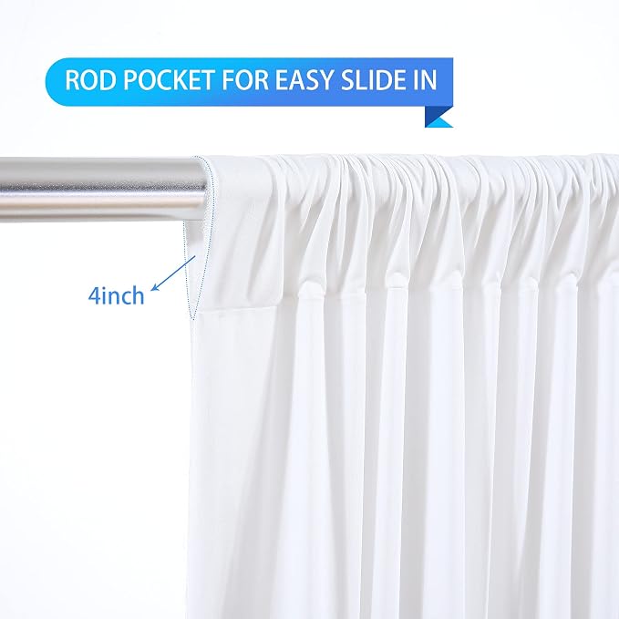 White Backdrop Curtains 10 Panels, 10 Feet Wrinkle-Free Polyester Photography Backdrop Drapes for Wedding Baby Shower Party Background Backdrop Stand- 10FTX40FT - Image 5