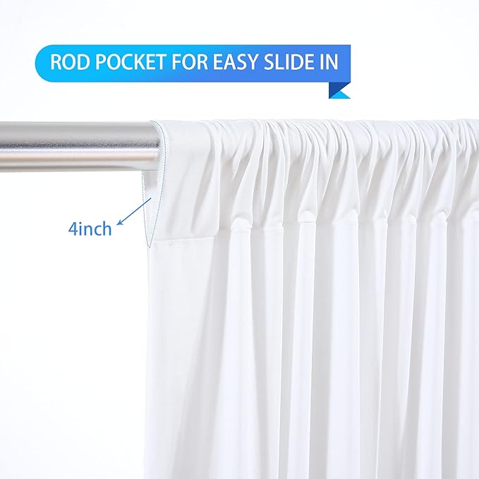 White Backdrop Curtains 2 Panels, 10 Feet Wrinkle-Free Polyester Photography Backdrop Drapes for Wedding Baby Shower Party Background Backdrop Stand- 8FTX10FT (White) - Image 6