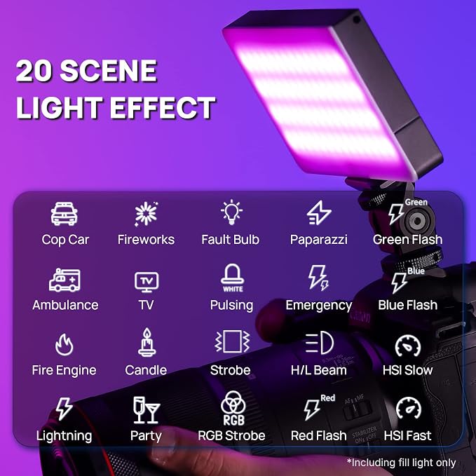 ULANZI PL-01 RGB Video Light, Portable RGB Camera Light with 4000mAh Battery, 360° Color 20 Light Effects, CRI≥95 2500-9000K LED Panel DSLR Photography Lighting for YouTube, Video Conference, Vlogging | 0-360° Full RGB HSI Adjustment 4000mAh Built-in R... - Image 4