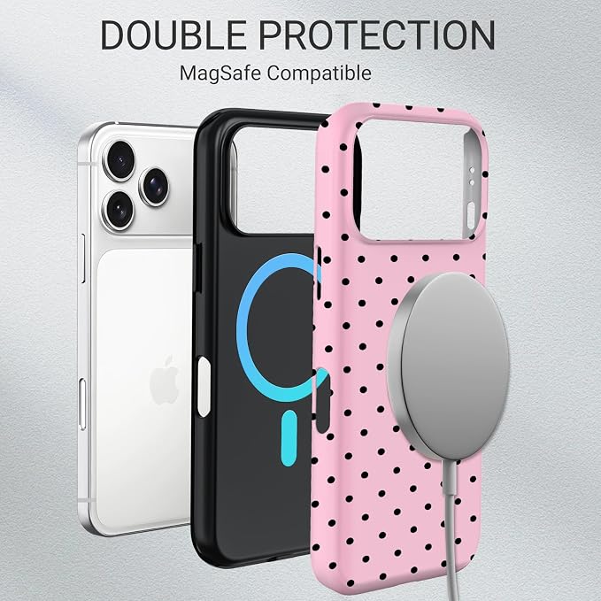 TPU Phone Case for iPhone 17 Pro Max, MagSafe Wireless Charging Compatible, Shockproof Slim Fit Protective Cover with Anti-Yellowing & Raised Camera Protection (Polka dot 4, iPhone 17 Pro Max(6.9")) - Image 6