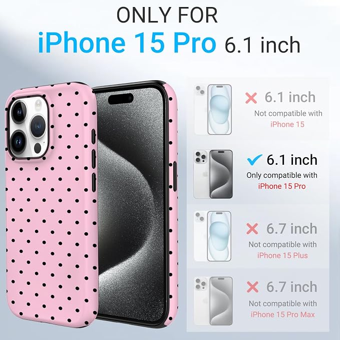 TPU Phone Case for iPhone 15 Pro, MagSafe Wireless Charging Compatible, Shockproof Slim Fit Protective Cover with Anti-Yellowing & Raised Camera Protection (Polka dot 4, iPhone 15 Pro) - Image 2