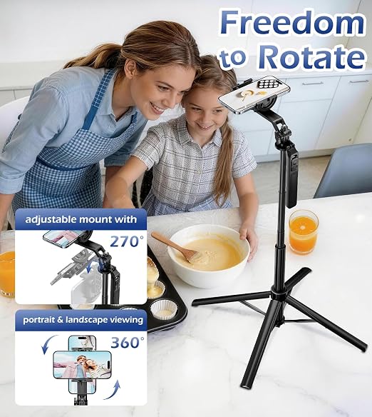 UBeesize 70'' Magnetic Selfie Stick Tripod for iPhone with Remote | 2-in-1 Phone Clamp, 1/4'' Screw Mount, Stable 4-Leg Tripod with Handle, MagSafe Phone Tripod for Camera, GoPro & Insta360 - Image 4