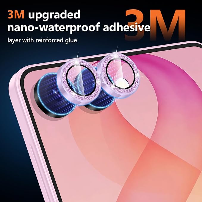 for Samsung Galaxy Z Flip 8 Camera Lens Protector, Individual Metal Ring Tempered Glass Lens Cover, [Strong Adsorption] Scratch Resistant Ultra-Thin HD Clear Lens Cover, 1 Set-Purple Sparkly - Image 4