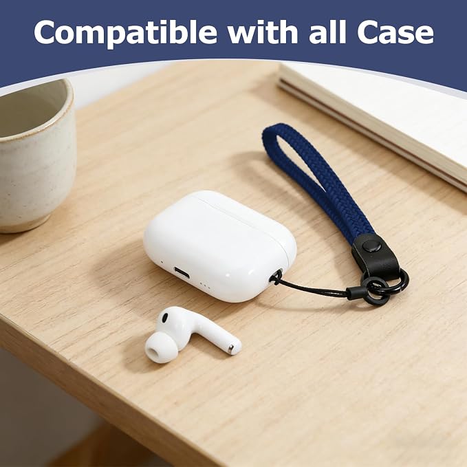 Elastic Nylon Wrist Lanyard for AirPods Case, Anti-Lost Strap for AirPods 1/2/3/Pro/Pro 2 Charging Case, Multi-Functional Wrist Strap for Phones Keys Cameras Small Gadgets, Atlantic Blue - Image 3