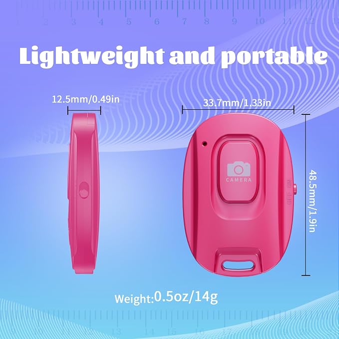 Wireless Camera Remote Shutter for iPhone and Android Smartphones 2 Pack, Bluetooth 5.2 Phone Remote Control Selfie Button for Photos and Videos, Battery Powered, Wrist Strap Included, Red & White - Image 6