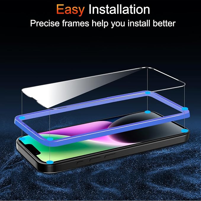 TZGZT 3 Pack Screen Protector for iPhone 14, Tempered Glass, Case Friendly | 9H+ Hardness, Military Grade Shatterproof, Anti-Scratch, HD, Easy Installation, Bubble Free, Include Camera Lens Protectors - Image 4