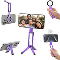 ULANZI MA60 Phone Tripod for Magsafe, Aluminium Mini Phone Stand Purple | Pocket Size Cell Phone Stand, Foldable Selfie Stick for iPhone, Strong Magnet Quick Mount for iPhone 16 15 14 13 12 by ulanzi
