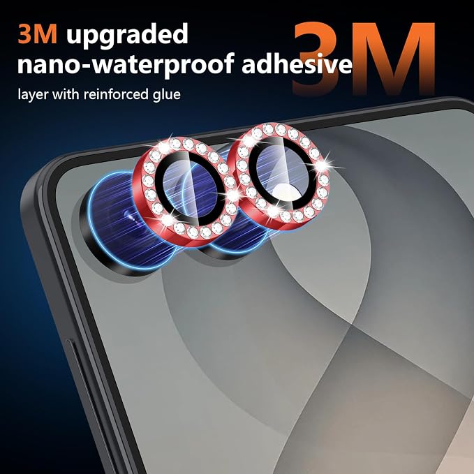 for Samsung Galaxy Z Flip 8 Camera Lens Protector, Individual Metal Ring Tempered Glass Lens Cover, [Strong Adsorption] Scratch Resistant Ultra-Thin HD Clear Lens Cover, 1 Set-Red Diamond - Image 4