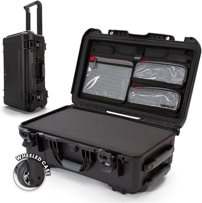 NANUK 935 Hard Case with Cubed Foam and Lid Organizer for Camera & Lenses – Waterproof Protective Equipment Case with Wheels, 22” x 14” x 9” – Dustproof, Carry-On Approved for Most Airlines – Black | 22' x 14' x 9' - Dustproof, Lenses - Waterproof Prot... by NANUK