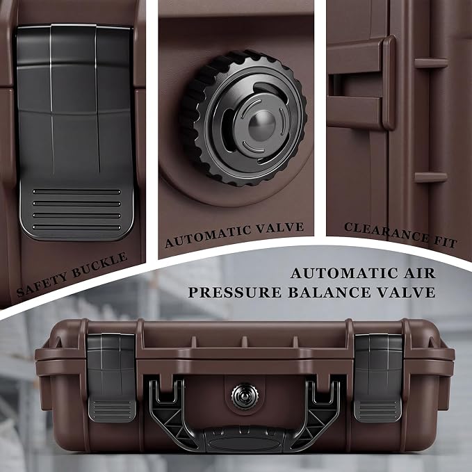 Relaxweex 1 Pcs Waterproof Hard Case with DIY Customizable Foam Insert Portable Protective Case with Knife for Camera Drones Equipments Tools Test Instruments (Brown,11.3 x 8.7 x 4.2 Inch) - Image 6