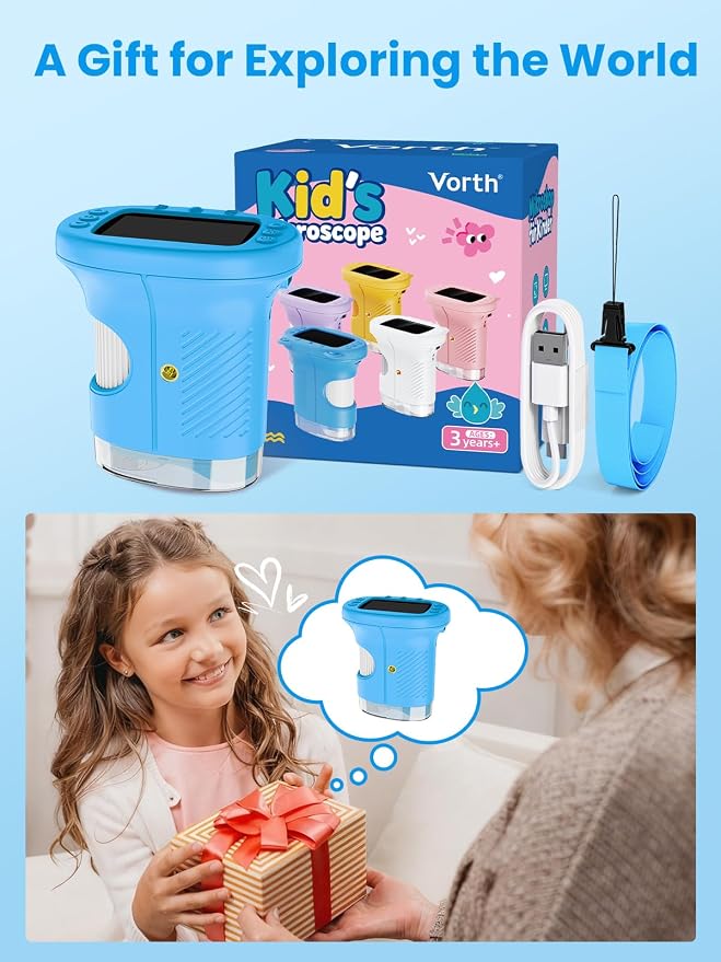 Microscope for Kids, 2.4 Inch Digital Microscope with 1000X Magnification, Handheld Camera Mini Pocket Magnifying Glass, Educational Birthday Gifts Toys for Ages 3+, Blue - Image 9